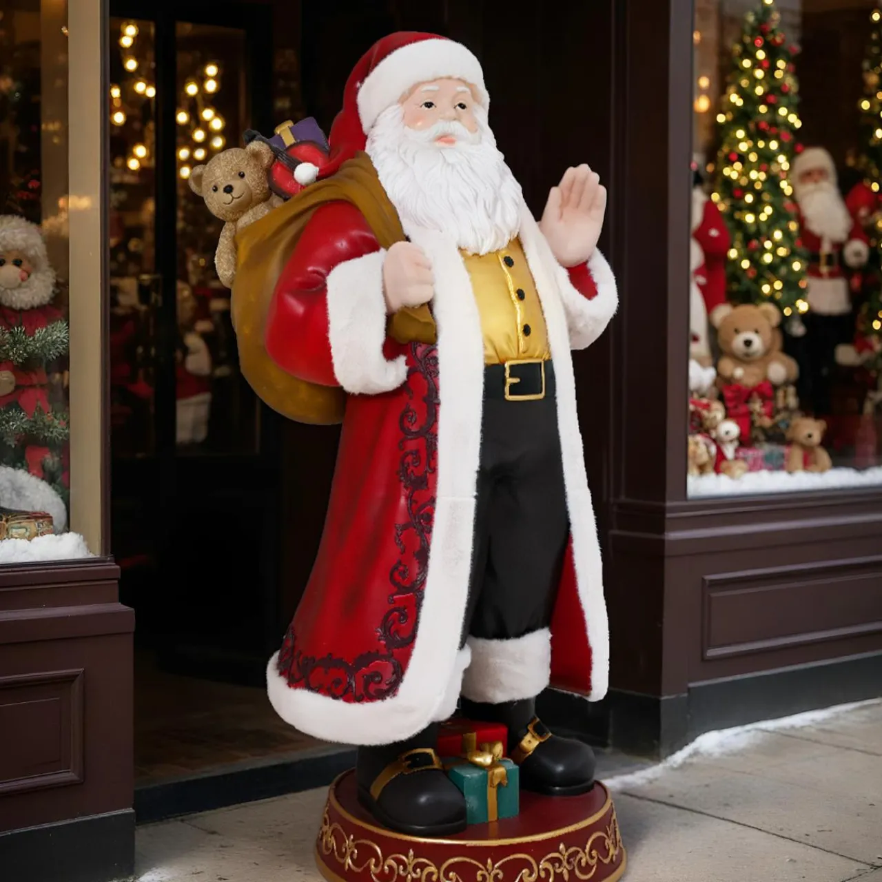EMINZA Père Noël traditionnel Géant (H170 cm) Tournée de cadeaux Rouge Outlet