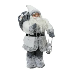 KAEMINGK Père Noël traditionnel (H45 cm) Emile Neige d'hiver Gris New