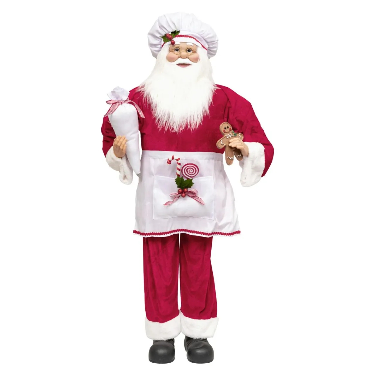 JJA Père Noël traditionnel (H120 cm) Gautier le cuisinier Rouge Sale