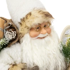 FEERIC LIGHTS Père Noël traditionnel (H45 cm) Léon en raquette Blanc Sale