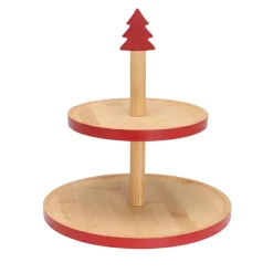 KOOPMAN Présentoir à gâteaux (H26 cm) Les Alpes Rouge Naturel Outlet