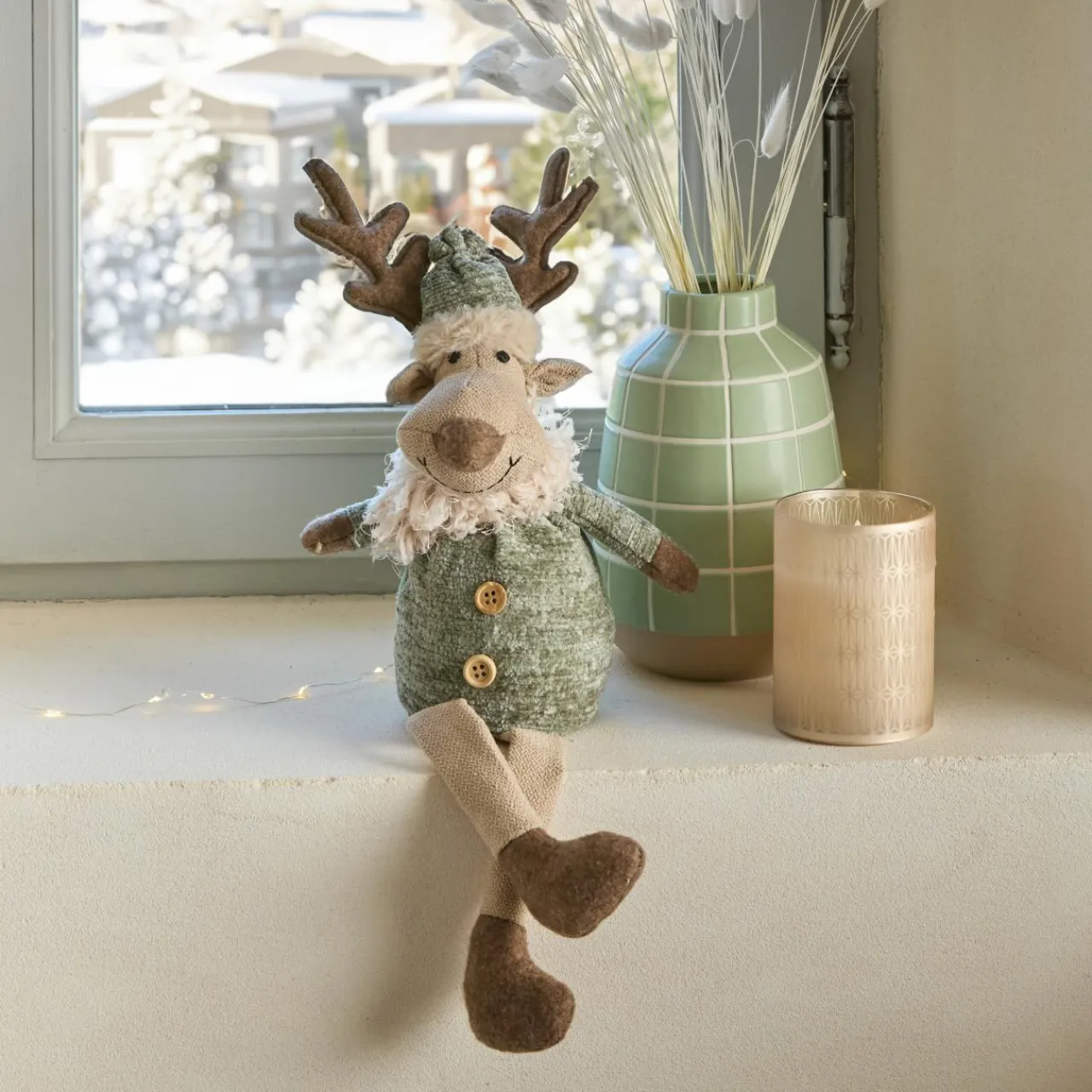 KAEMINGK Renne de Noël à asseoir (H38 cm) Monsieur Chic Beige Discount