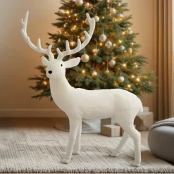Feeric Lights & Christmas Renne de Noël (H116 cm) Billie Blanc New