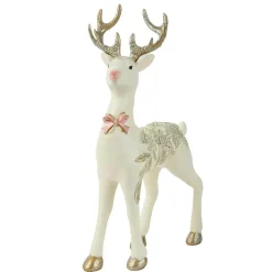 KAEMINGK Renne de Noël (H30 cm) Prince des Bois et rose Blanc Discount