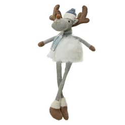 KAEMINGK Renne de Noël jambes souples (H51 cm) Stan et fourrure blanche Gris New