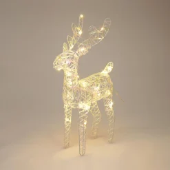 KOOPMAN Renne de Noël lumineux à piles (H37 cm) Gulliver Irisé et blanc chaud Transparent irisé Clearance
