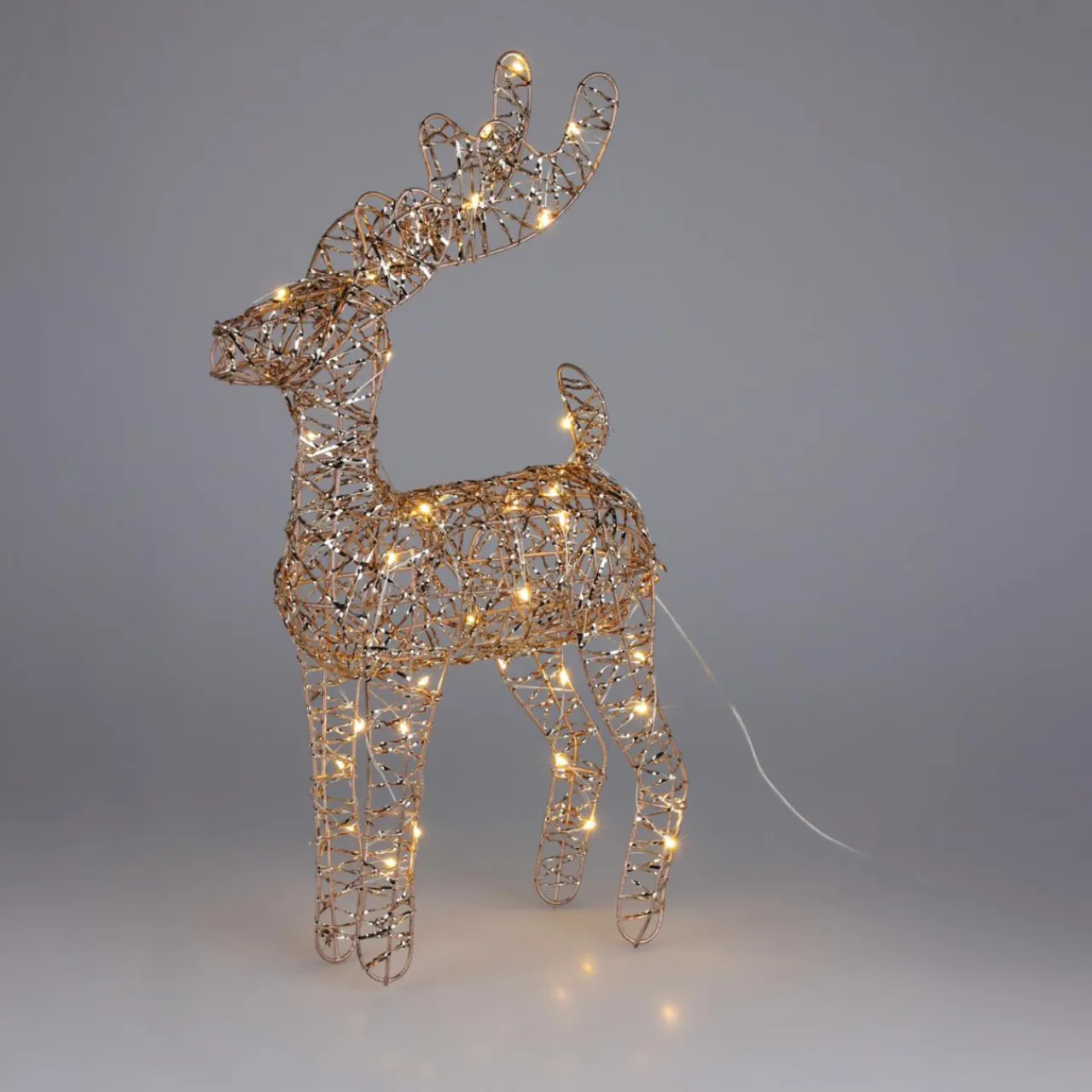 KOOPMAN Renne de Noël lumineux à piles (H37 cm) Gulliver et blanc chaud Or Sale