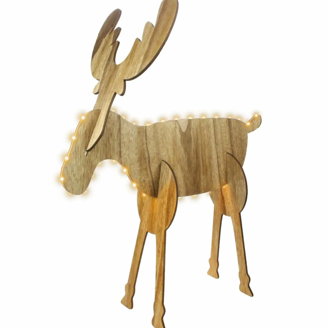 BLACHERE Renne lumineux à piles à emboiter (H18 cm) Wood Blanc chaud Sale
