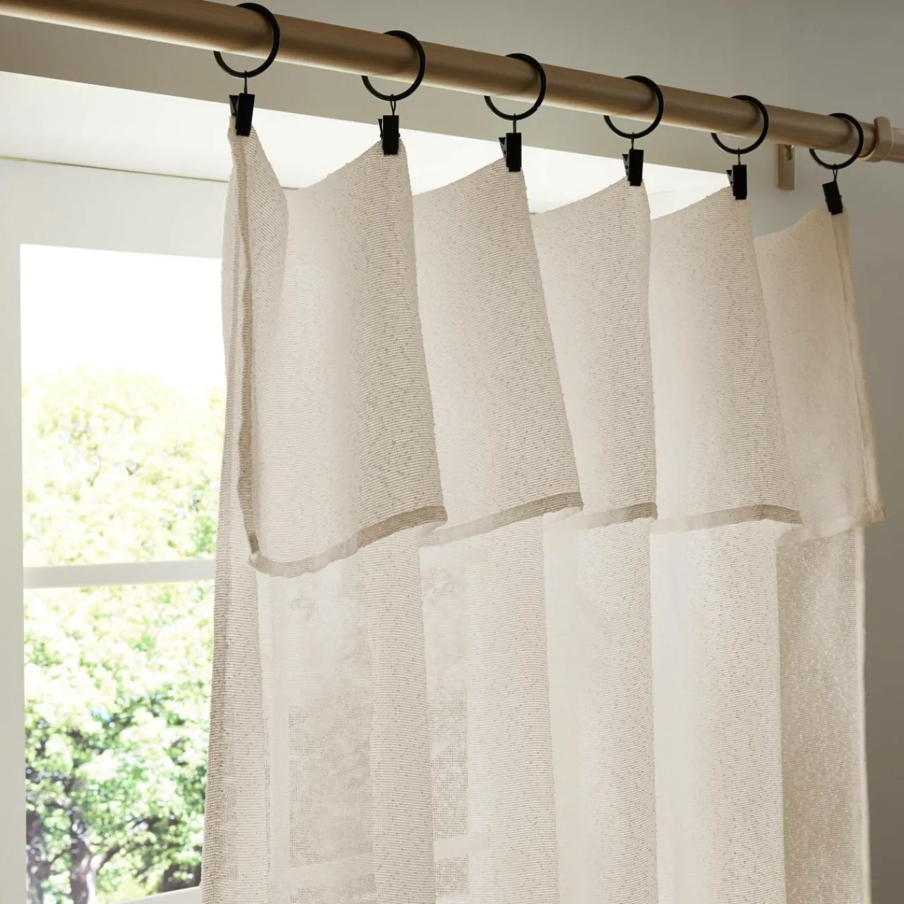 EMINZA Rideau ajustable bouclette (140 x 300 cm) Eliott Beige Clearance