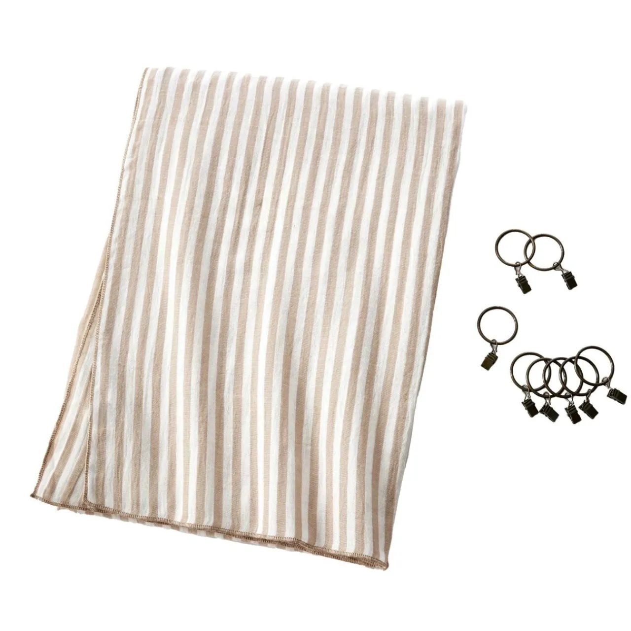 EMINZA Rideau ajustable gaze de coton (140 x 180 cm) Gaïa rayures Ficelle Rayure Ficelle Sale