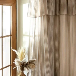 EMINZA Rideau ajustable gaze de coton (140 x 300 cm) Gaïa rayures Ficelle Rayure Ficelle Best