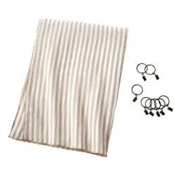 EMINZA Rideau ajustable gaze de coton (140 x 300 cm) Gaïa rayures Ficelle Rayure Ficelle Best