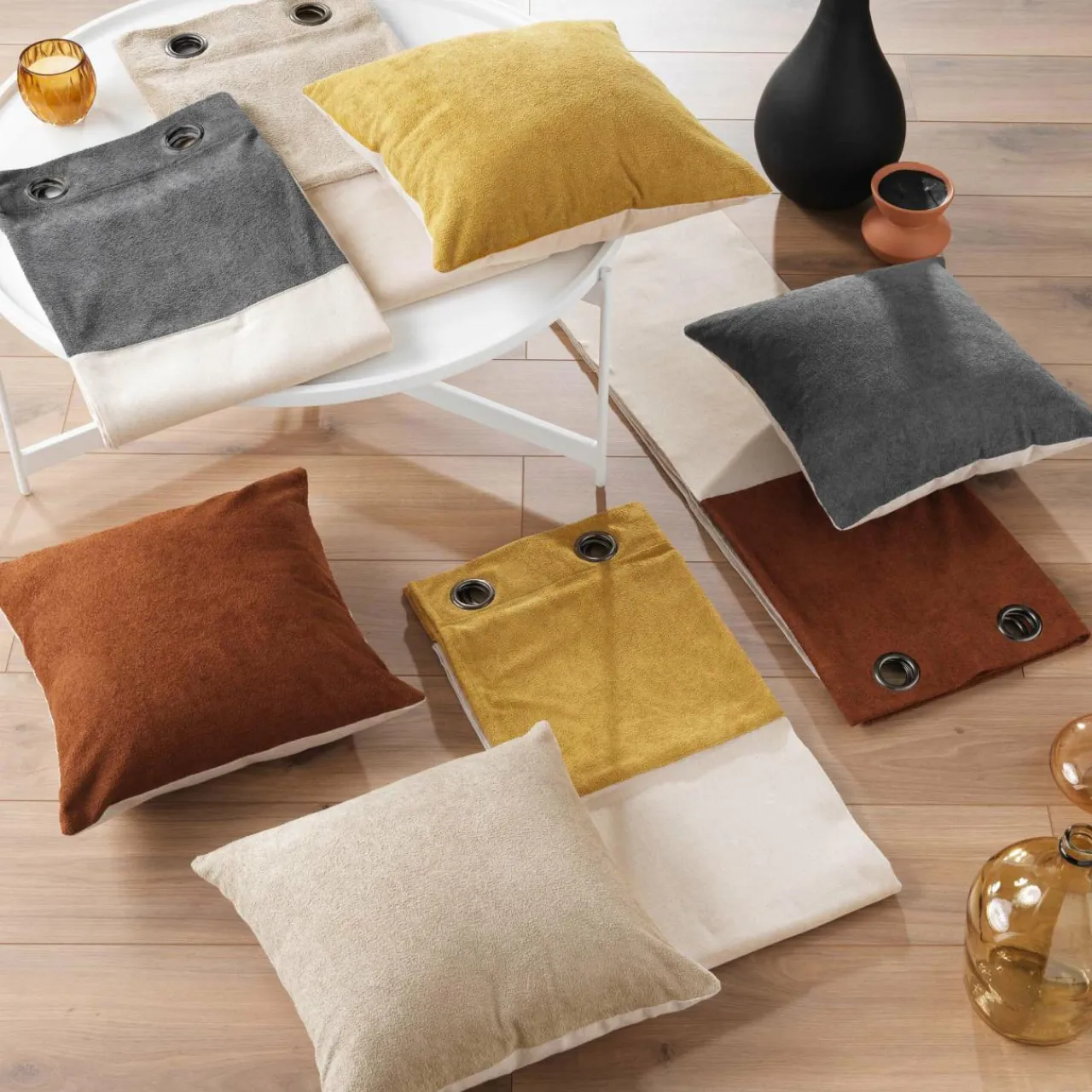 EMINZA Rideau bouclette (140 x 240 cm) Ava Camel Online