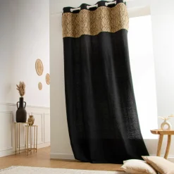 EMINZA Rideau coton et jute (140 x 280 cm) Nama Noir Sale