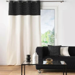 DOUCEUR D'INTERIEUR Rideau coton recyclé (140 x 240 cm) Linechic Noir