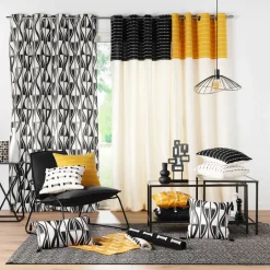 DOUCEUR D'INTERIEUR Rideau coton recyclé (140 x 240 cm) Linechic Noir