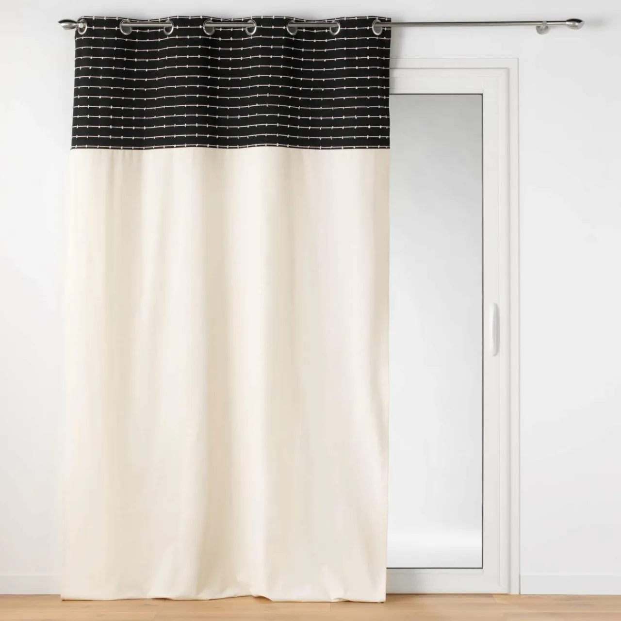 DOUCEUR D'INTERIEUR Rideau coton recyclé (140 x 240 cm) Linechic Noir