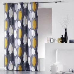 DOUCEUR D'INTERIEUR Rideau coton (140 x 240 cm) Leafy Jaune Hot