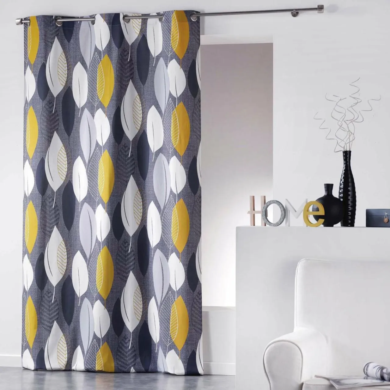 DOUCEUR D'INTERIEUR Rideau coton (140 x 240 cm) Leafy Jaune Hot