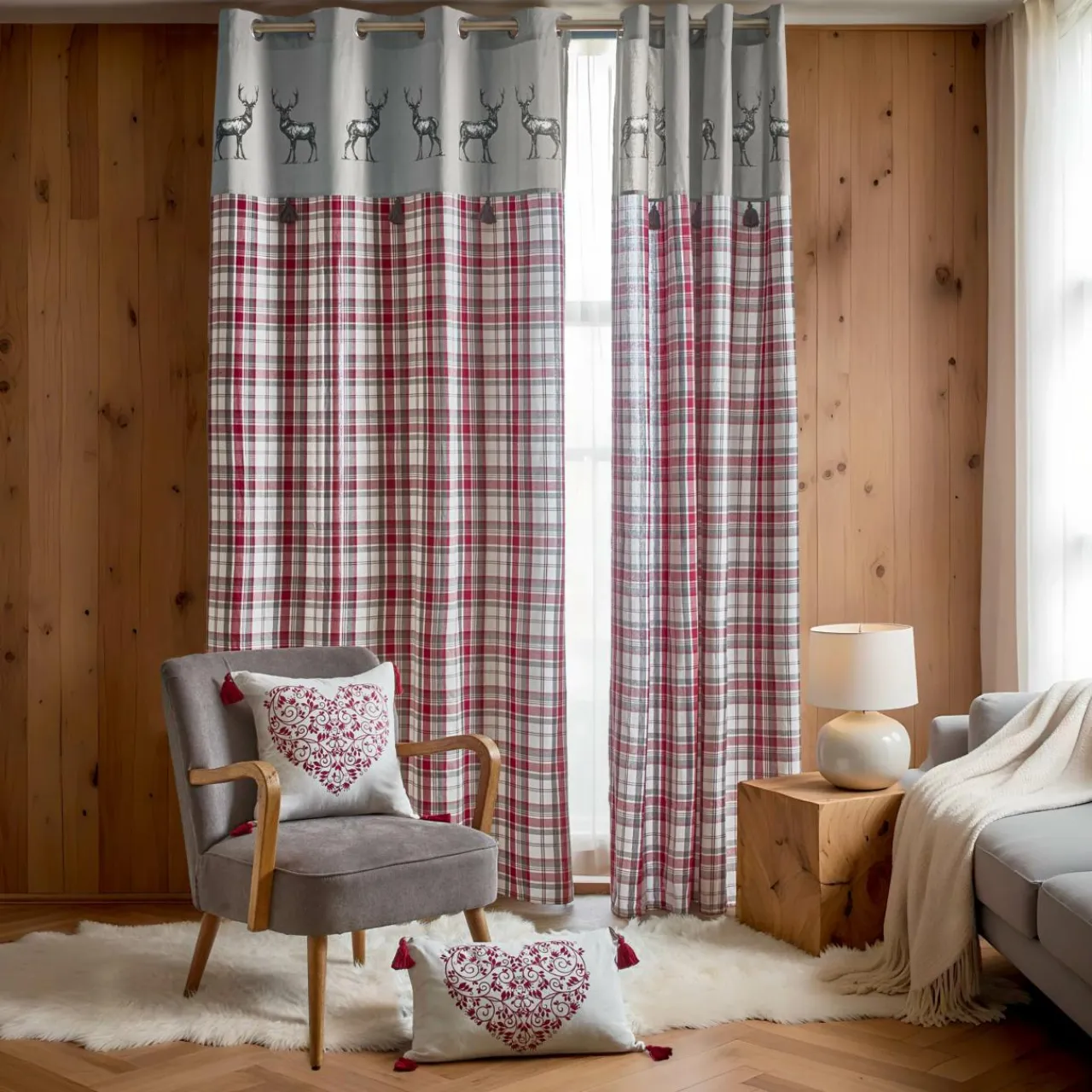 EMINZA Rideau coton (140 x 240 cm) Megeve Rouge Online