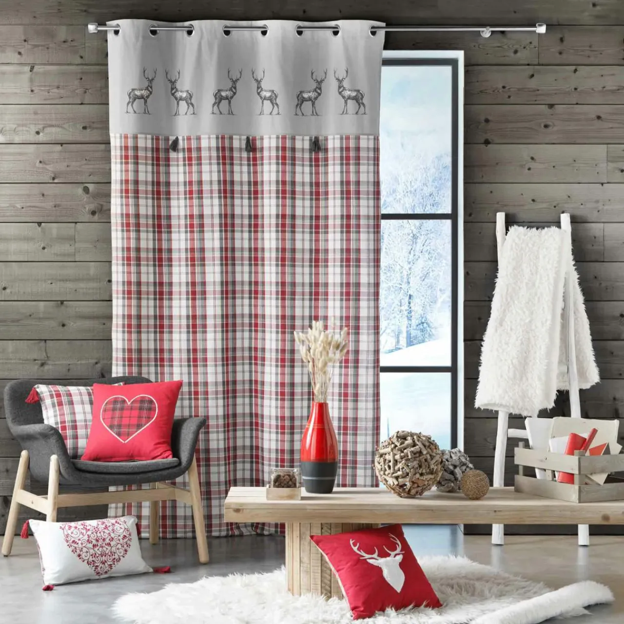 EMINZA Rideau coton (140 x 240 cm) Megeve Rouge Online