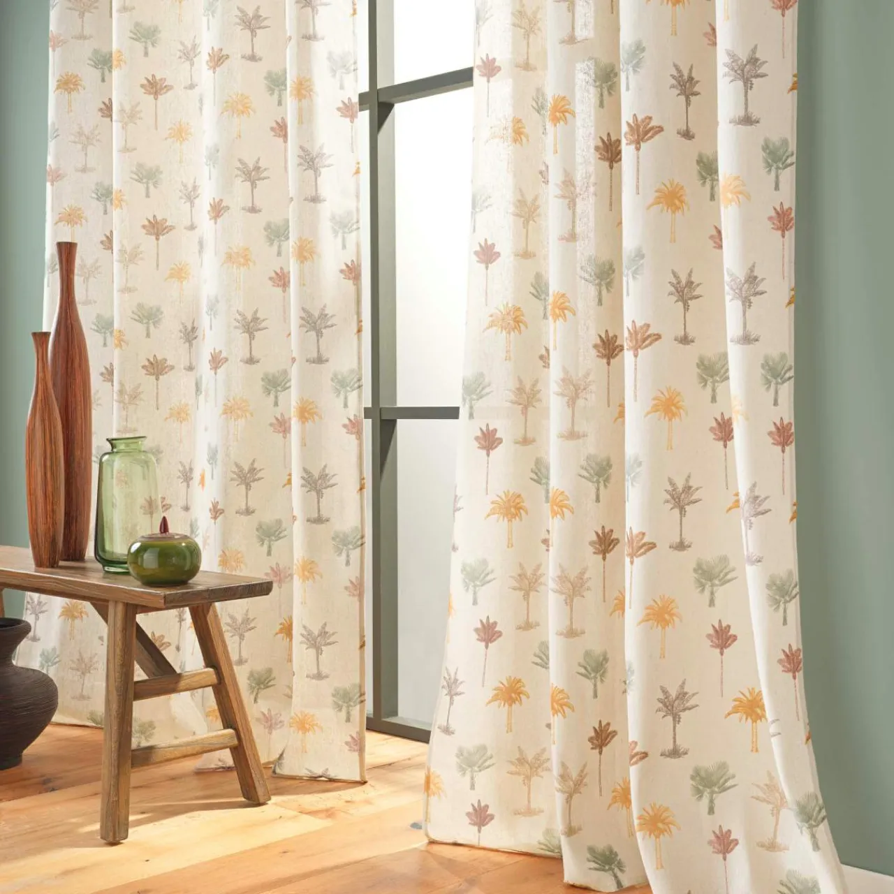 douceur d'intu017drieur Rideau coton (140 x 280 cm) Palmelia Beige