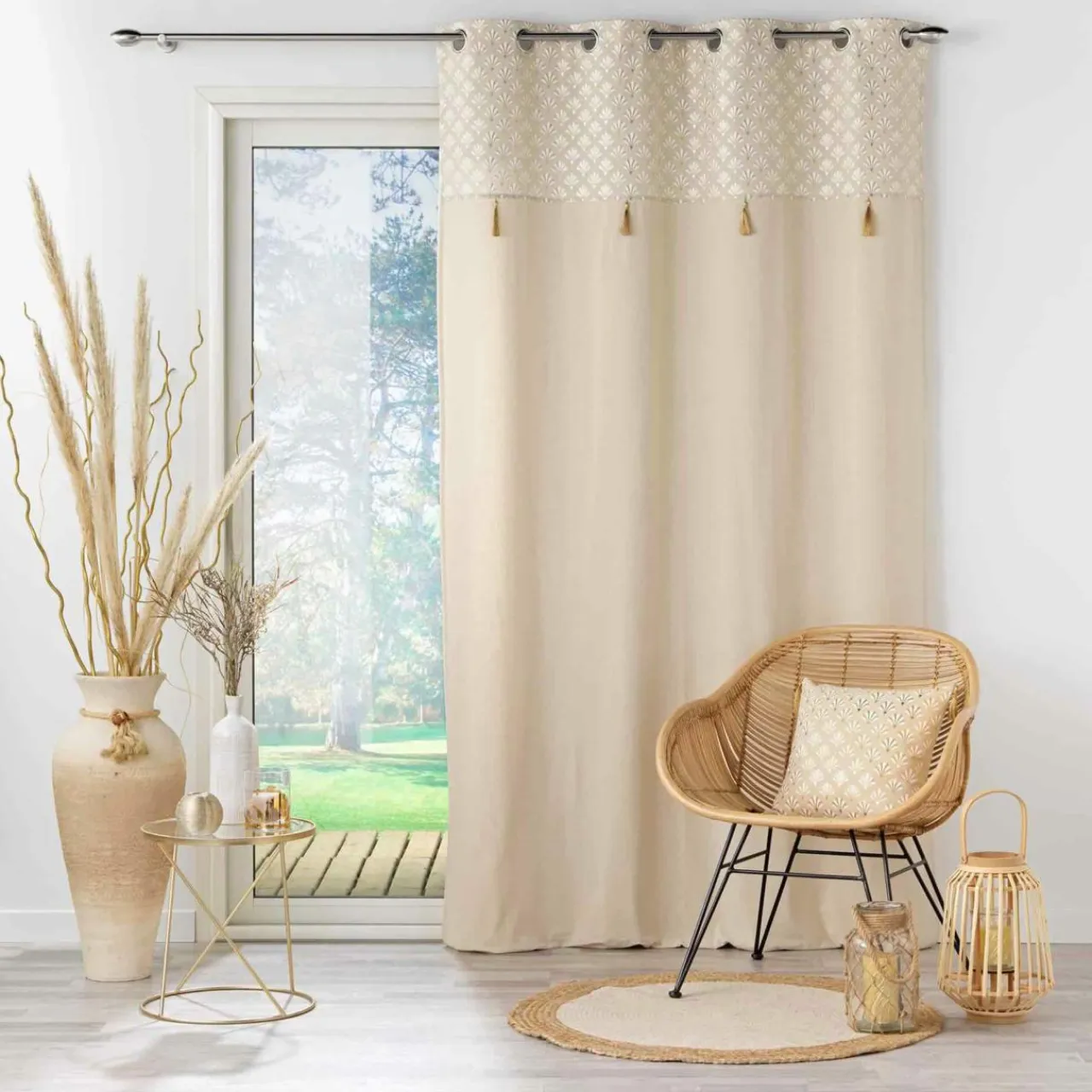 DOUCEUR D'INTERIEUR Rideau coton (140 x 240 cm) Rafina Beige Outlet