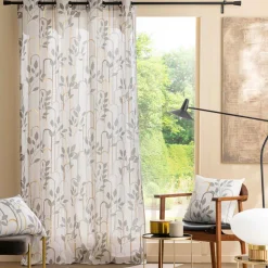 douceur d'intu017drieur Rideau coton (140 x 240 cm) Roseris Gris New