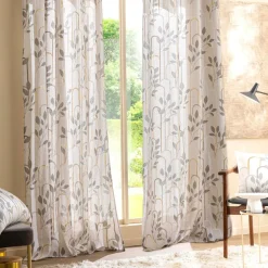 douceur d'intu017drieur Rideau coton (140 x 240 cm) Roseris Gris New