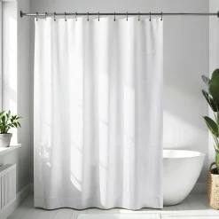 TENDANCE Rideau de douche à anneaux (180 x 200 cm) Diamants Blanc