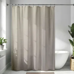 TENDANCE Rideau de douche à anneaux (180 x 200 cm) Diamants Taupe Discount