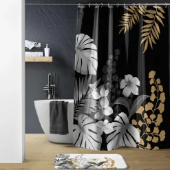 douceur d'intu017drieur Rideau de douche à anneaux (180 x 200 cm) Kelly Noir