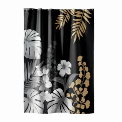 douceur d'intu017drieur Rideau de douche à anneaux (180 x 200 cm) Kelly Noir