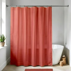 TENDANCE Rideau de douche à anneaux (180 x 200 cm) Uni Terracotta Discount