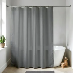 Rideau de douche à anneaux (180 x 200 cm) Uni Gris Clearance