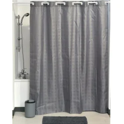 TENDANCE Rideau de douche avec œillets integrés (180 x 200 cm) Carrés Gris Sale