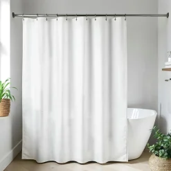 TENDANCE Rideau de douche en microfibre (180 x 200 cm) Feuille Blanc Clearance