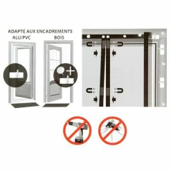 LUANCE Rideau de porte Moustiquaire (100 x H220 cm) Aimanté Gris Sale
