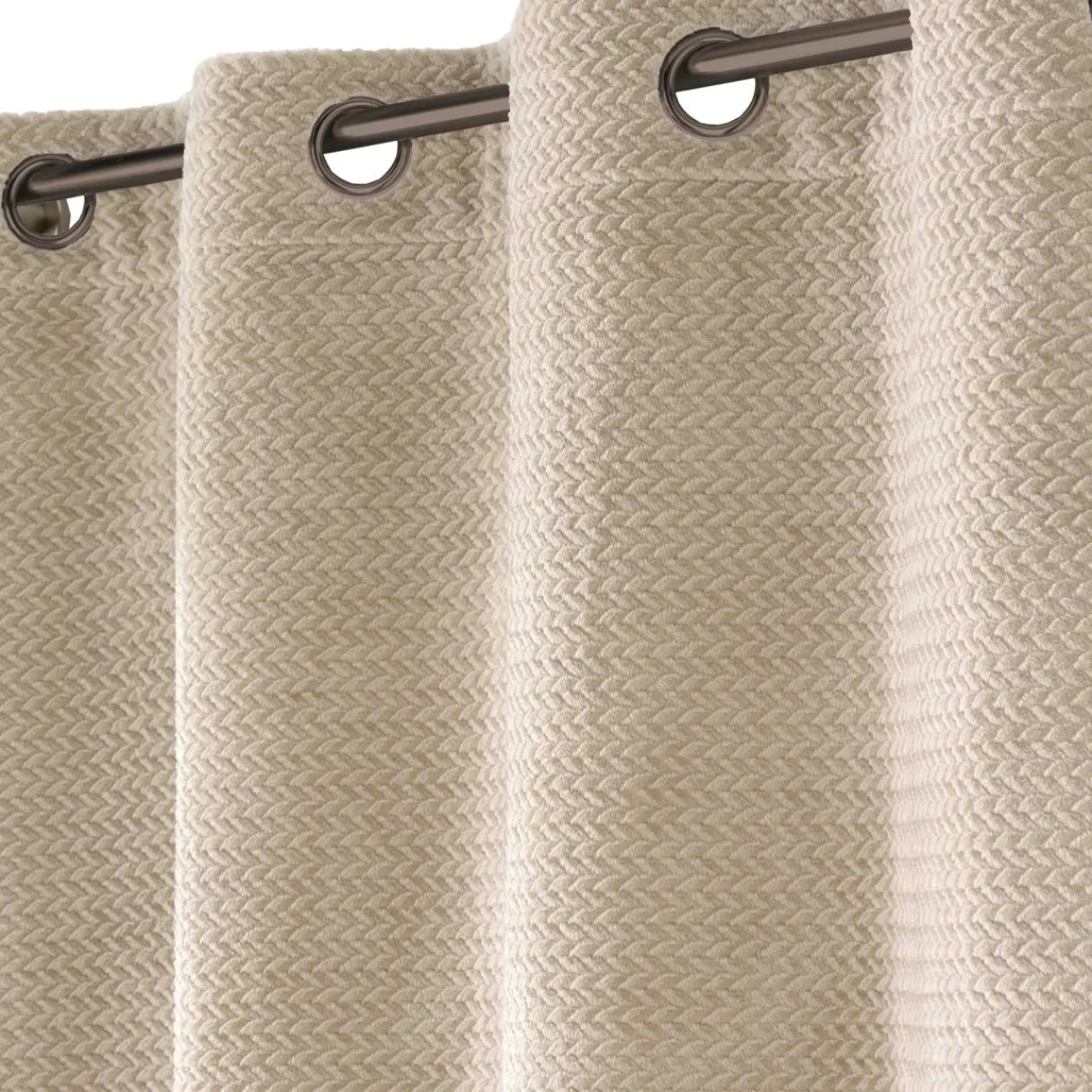 douceur d'intu017drieur Rideau flanelle relief (140 x 240 cm) Flanela Beige Best