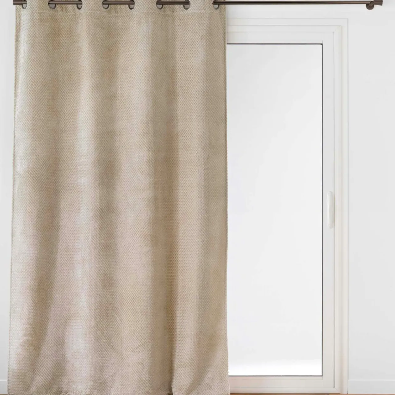douceur d'intu017drieur Rideau flanelle relief (140 x 240 cm) Flanela Beige Best