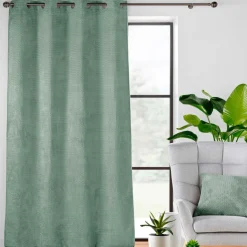 douceur d'intu017drieur Rideau flanelle relief (140 x 240 cm) Flanela Vert kaki Discount