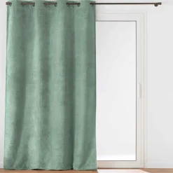 douceur d'intu017drieur Rideau flanelle relief (140 x 240 cm) Flanela Vert kaki Discount