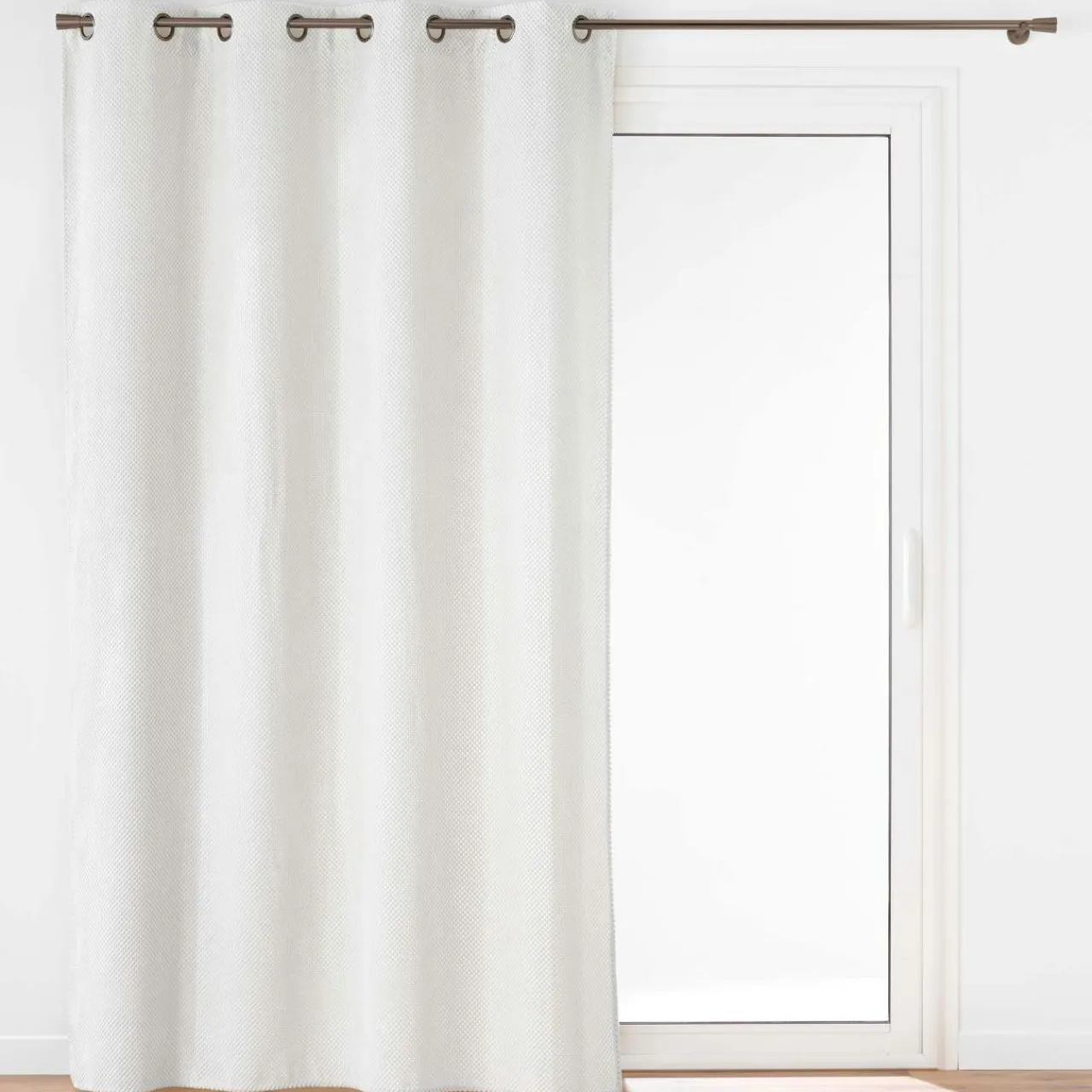 douceur d'intu017drieur Rideau flanelle relief (140 x 260 cm) Java Blanc Best