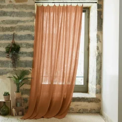 EMINZA Rideau gaze de coton ajustable (140 x max 300 cm) Gaïa Abricot Online