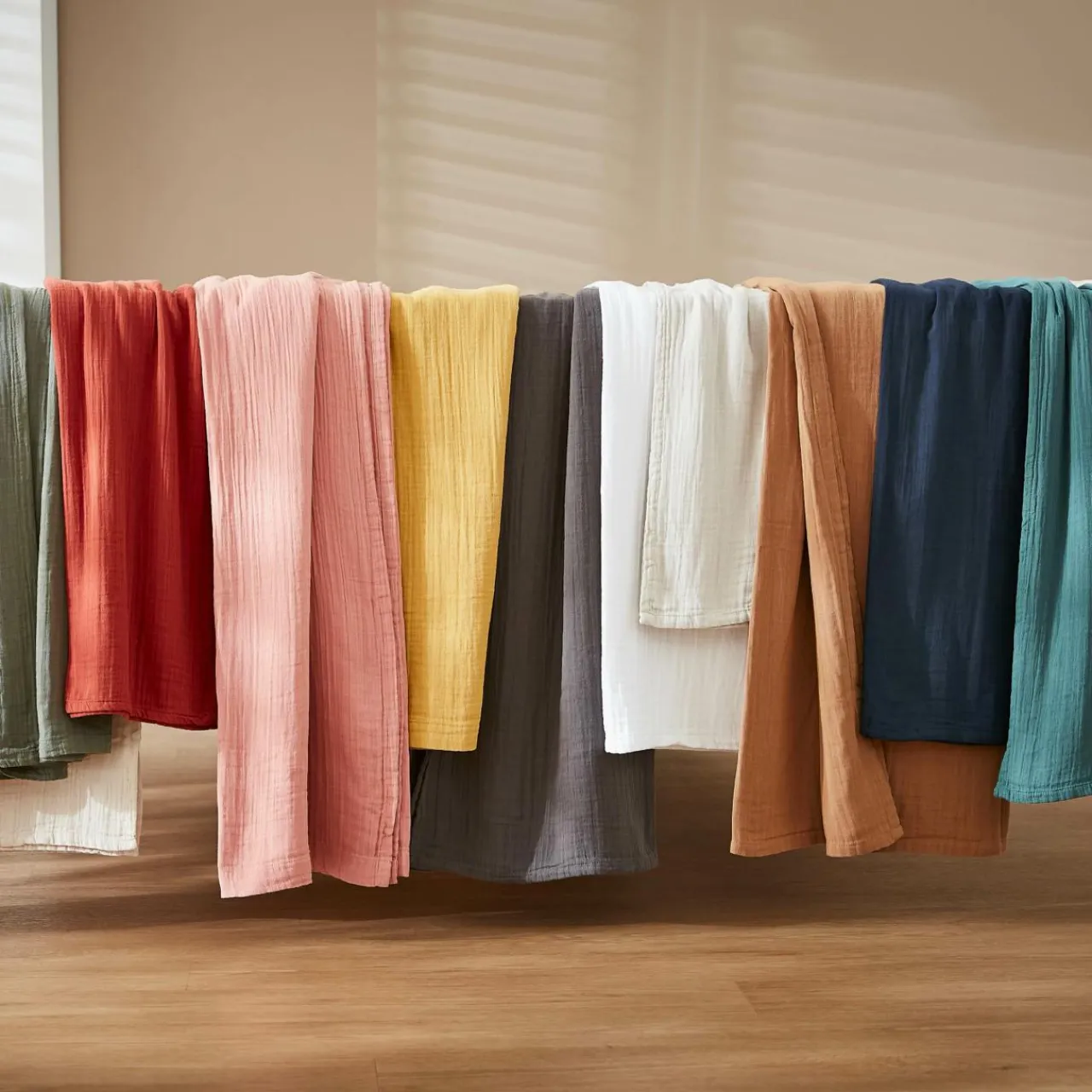 EMINZA Rideau gaze de coton ajustable (280 x max 300 cm) Gaïa Abricot Discount