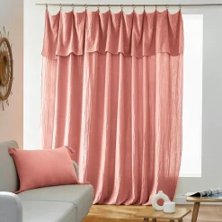 EMINZA Rideau gaze de coton ajustable (280 x max 300 cm) Gaïa Rose Pêche Clearance