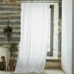 EMINZA Rideau gaze de coton ajustable (140 x max 300 cm) Gaïa chantilly Blanc Outlet
