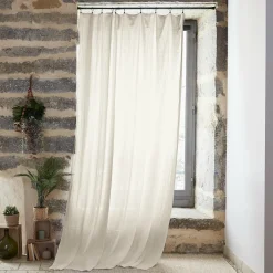 EMINZA Rideau gaze de coton ajustable (140 x max 300 cm) Gaïa pampa Beige New