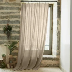EMINZA Rideau gaze de coton ajustable (140 x max 300 cm) Gaïa Ficelle Best
