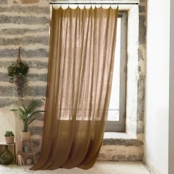 EMINZA Rideau gaze de coton ajustable (140 x max 300 cm) Gaïa Camel Online